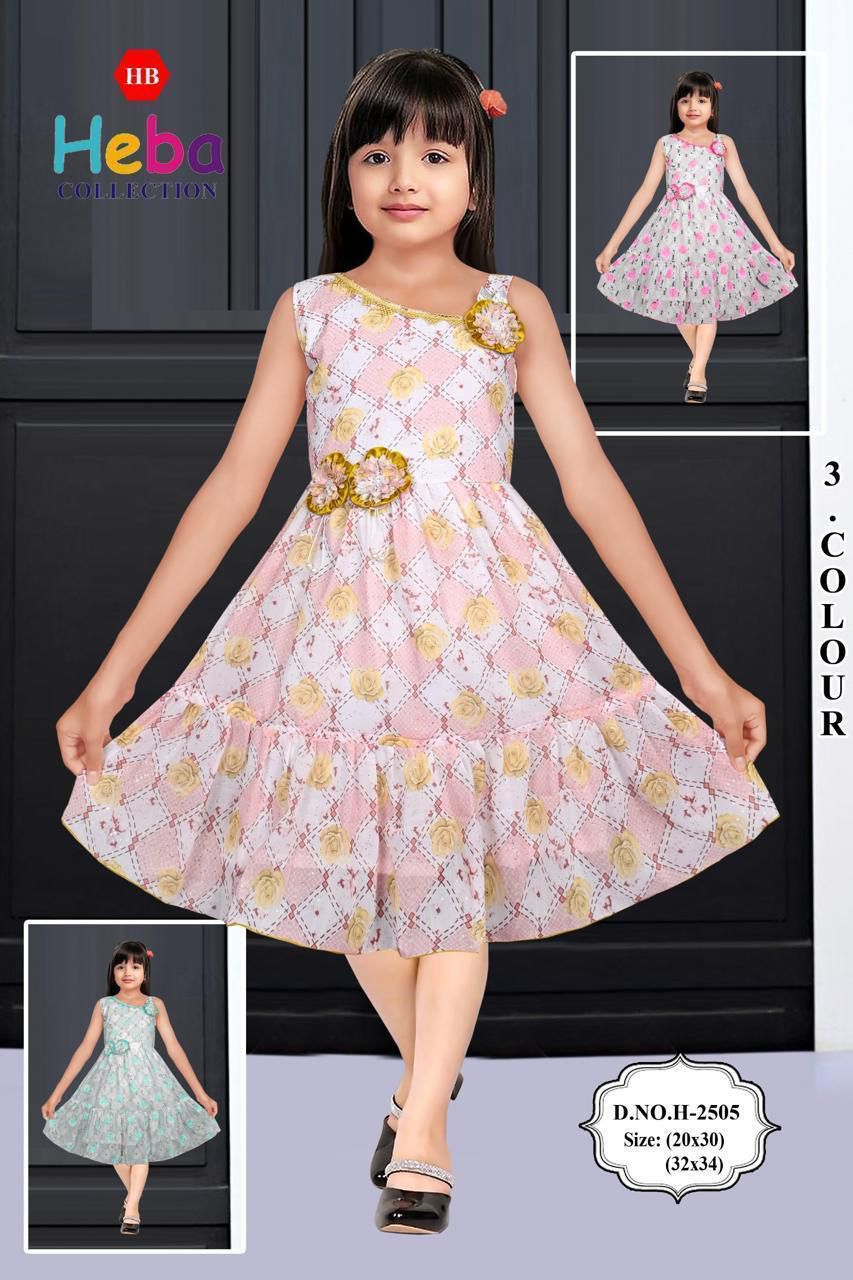 Girls Stylish Printed Party Wear Frock SET OF 6 PIECES